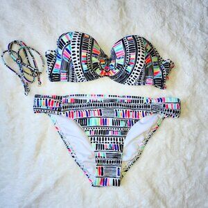 2-Piece Swimsuit- Neon Pattern- Size Small